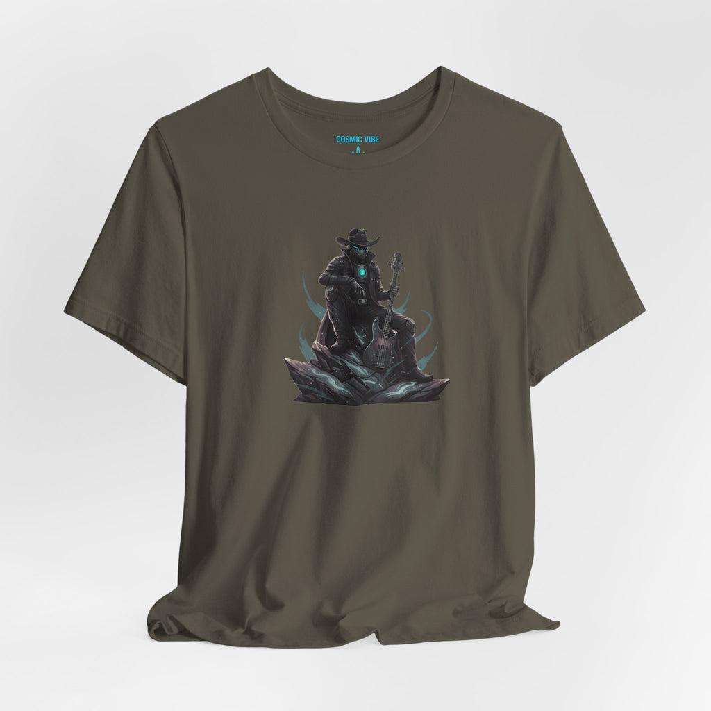 Space Cowboy Sitting on Rock